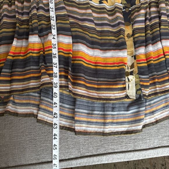 Blånk London Floral Stripe Tiered Shirt Dress Tunic Boho 3/4 Sleeve 2X Earthy - Picture 15 of 16